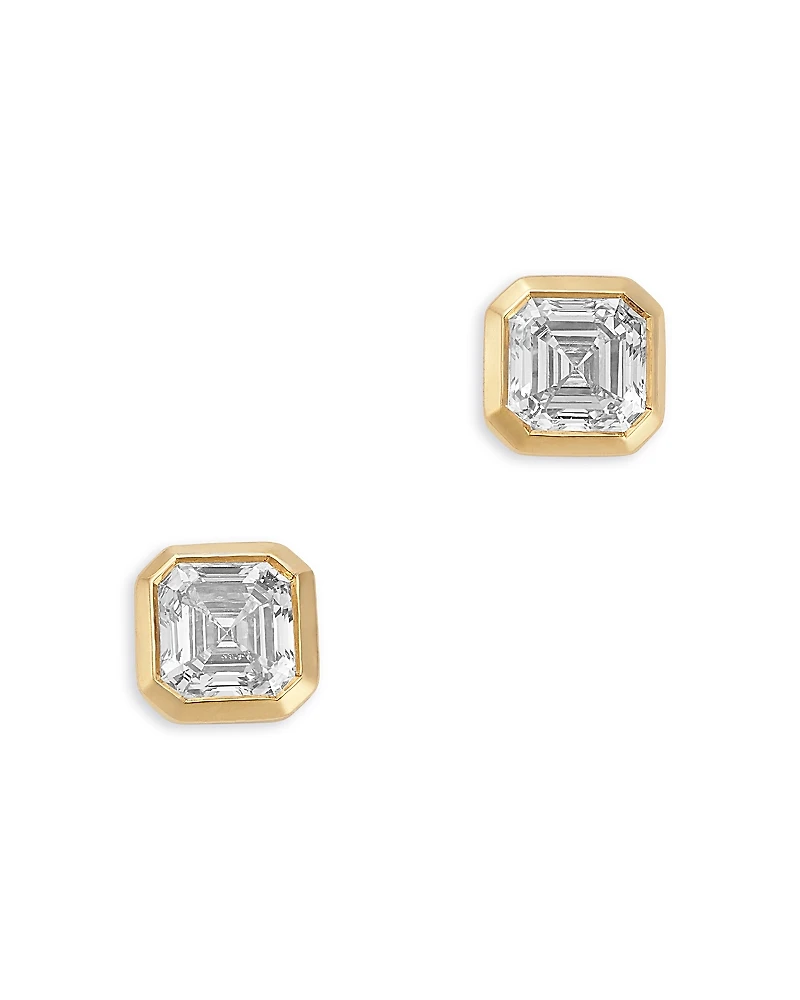 Bloomingdale's Fine Collection Luxe Collection Certified Lab Grown Diamond Asscher Cut Bezel Stud Earrings