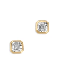 Bloomingdale's Fine Collection Luxe Collection Certified Lab Grown Diamond Asscher Cut Bezel Stud Earrings