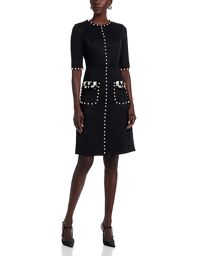 Teri Jon by Rickie Freeman Boucle Embellished Dress
