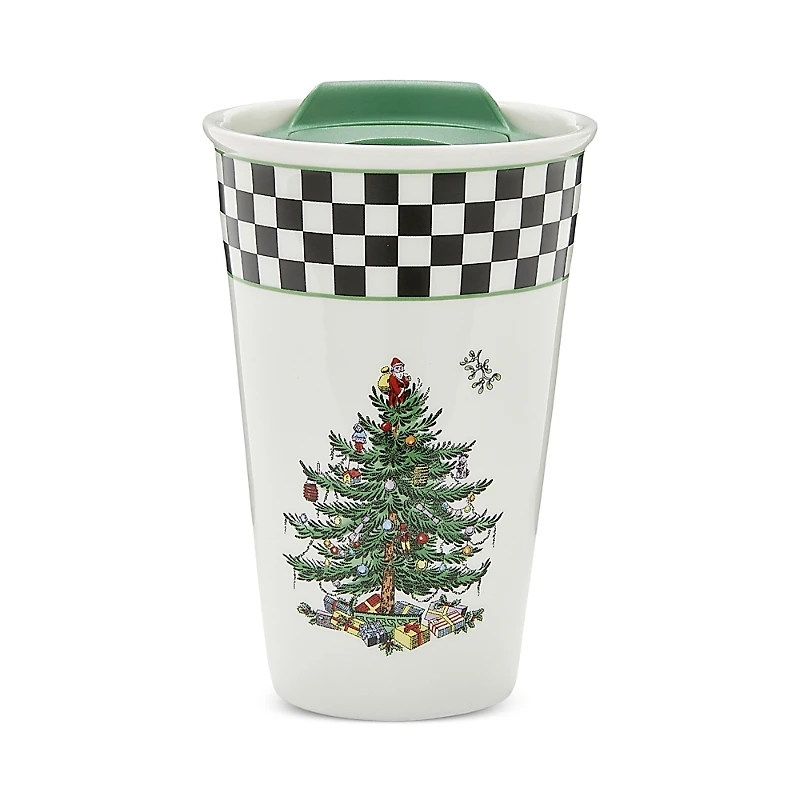 Spode Christmas Tree Black & White Travel Mug