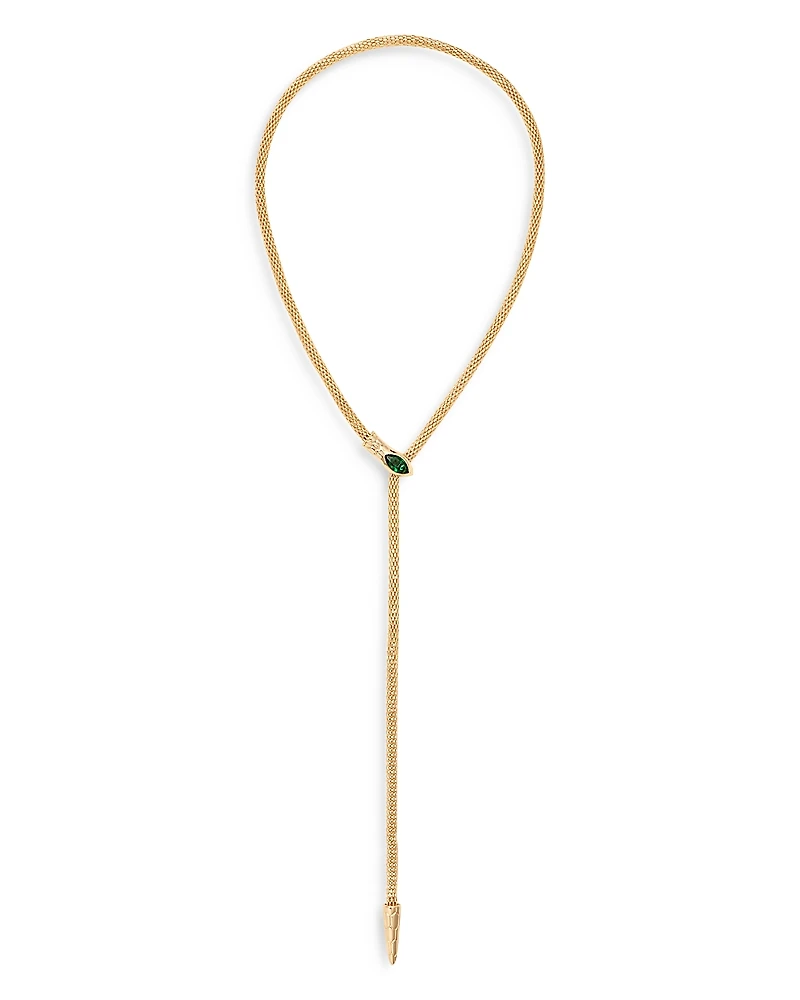 Ettika Serpentina Green Cubic Zirconia Adjustable Lariat Necklace, 26