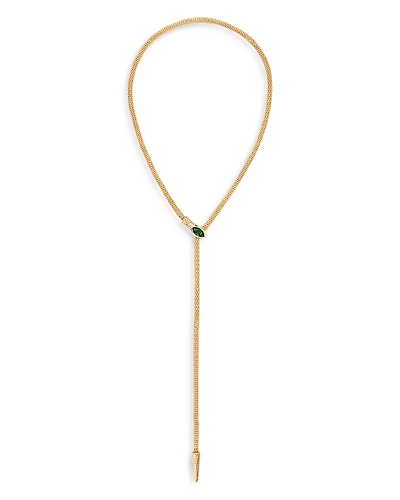 Ettika Serpentina Green Cubic Zirconia Adjustable Lariat Necklace, 26