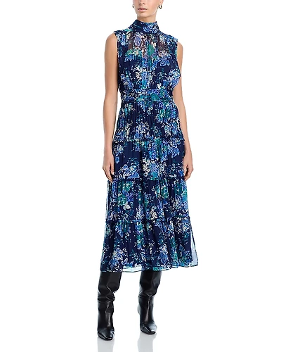 Derek Lam 10 Crosby Junia Floral Tapestry High Neck Dress