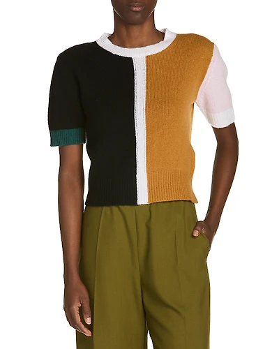 Marni Cashmere Color Blocked Short Sleeve Sweater