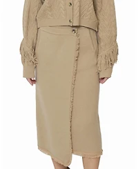 Central Park West Women's Elyse Fringe Assymetrical Midi Skirt