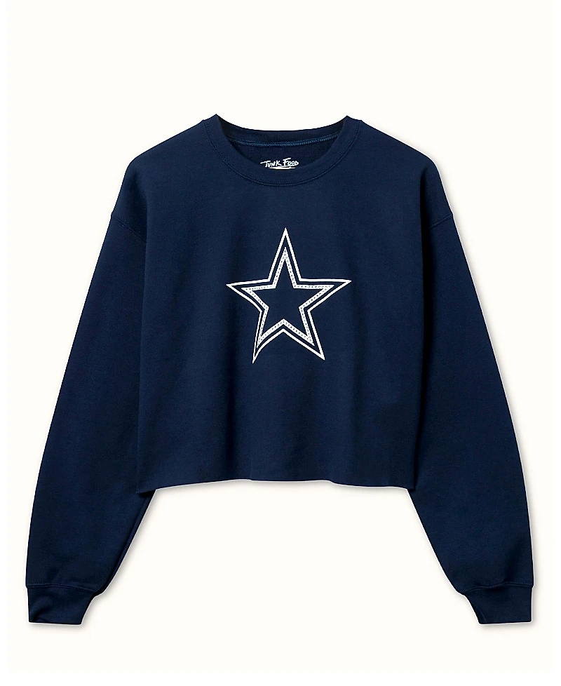 Junk Food Clothing Women's Nfl Dallas Cowboys Bling Flea Market Crop Fleece