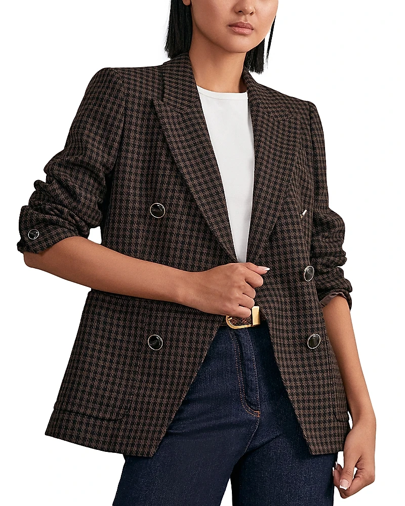 Reiss Ayla Double Breasted Check Jacket