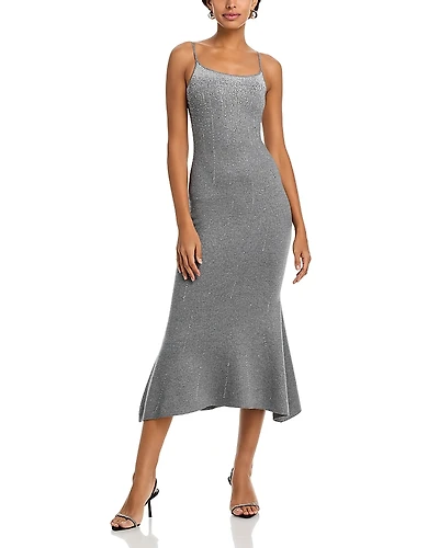 Milly Ricky Metallic Rhinestone Spaghetti Strap Dress