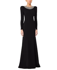 Jenny Packham Glory Embellished-neck Puff-shoulders Maxi Dress