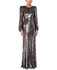 Jenny Packham Paradise Sequin-embellished Puff-sleeve Maxi Dress