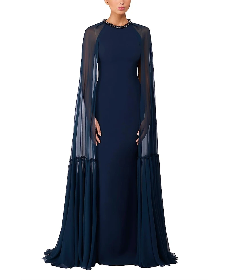 Jenny Packham Storm Cape-design Maxi Dress
