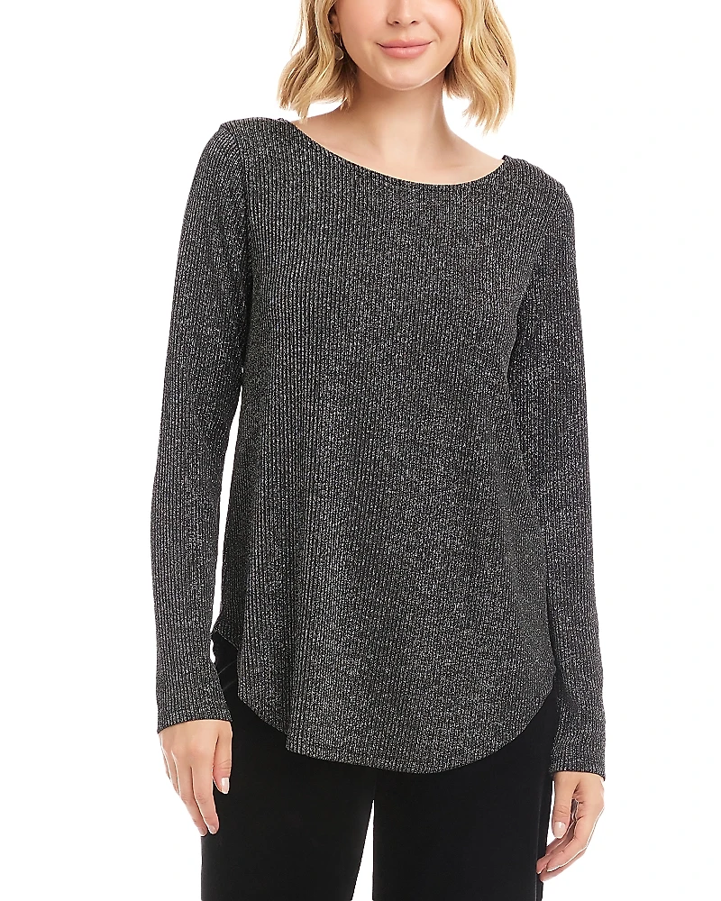 Karen Kane Metallic Shirttail Hem Sweater