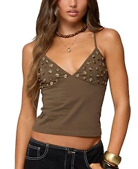 Edikted Nora Buttons V Neck Tank Top