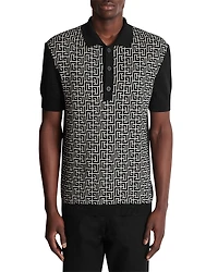 Balmain Printed Color Block Polo Shirt