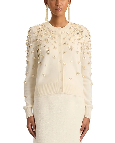 Oscar de la Renta Wool Mother of Pearl Cardigan