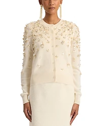 Oscar de la Renta Wool Mother of Pearl Cardigan