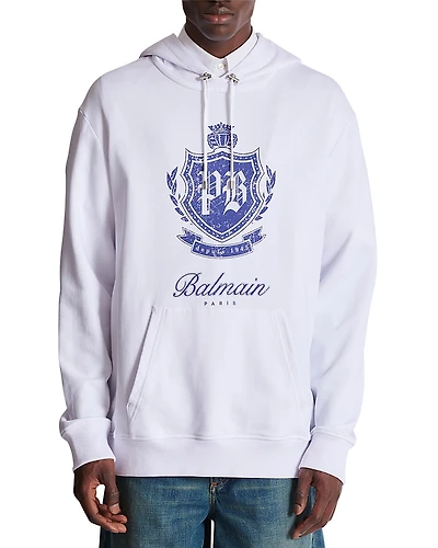 Balmain College Emblem Logo Graphic Hoodie