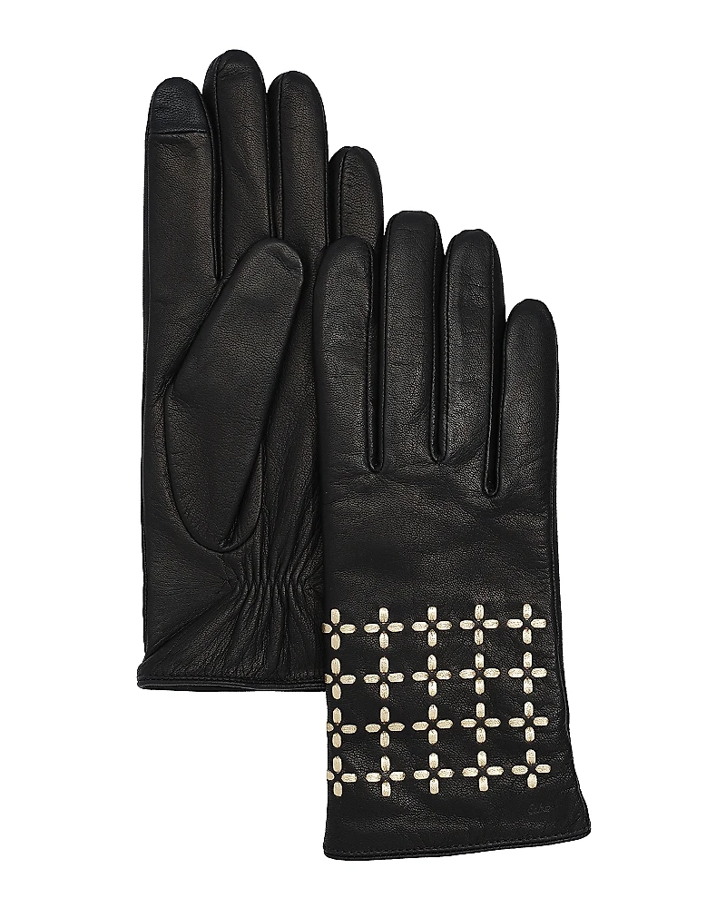 Echo Geometric Laced Leather Tech Gloves