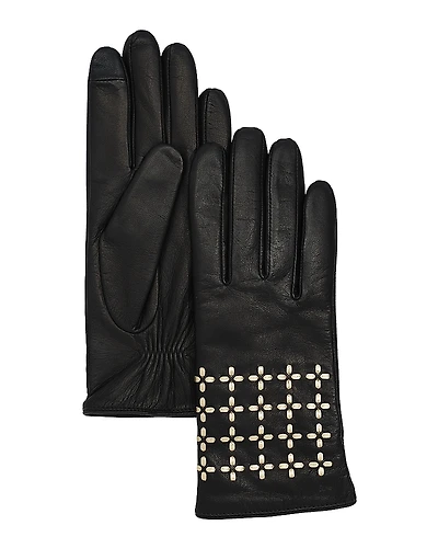 Echo Geometric Laced Leather Tech Gloves