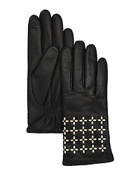 Echo Geometric Laced Leather Tech Gloves