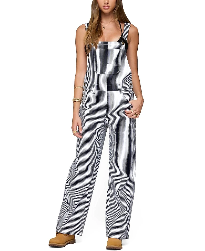 Edikted Tamsin Striped Denim Overalls