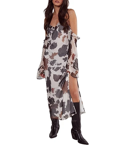 Nasty Gal Cold Shoulder Bias Cut Split Maxi Dress