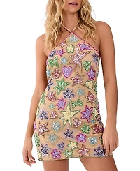 Nasty Gal Embellished Halter Neck Mini Dress