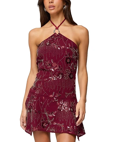 Edikted Adria Bead & Sequin Mini Dress