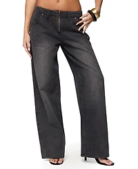 Edikted Aliyah Zip Low Rise Black Wash Jeans