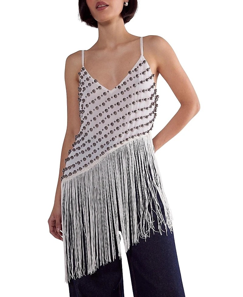 Nasty Gal Studded Asymmetric Fringed Cami Top