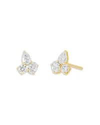 Ef Collection Diamond Mixed Cut Cluster Stud Earrings