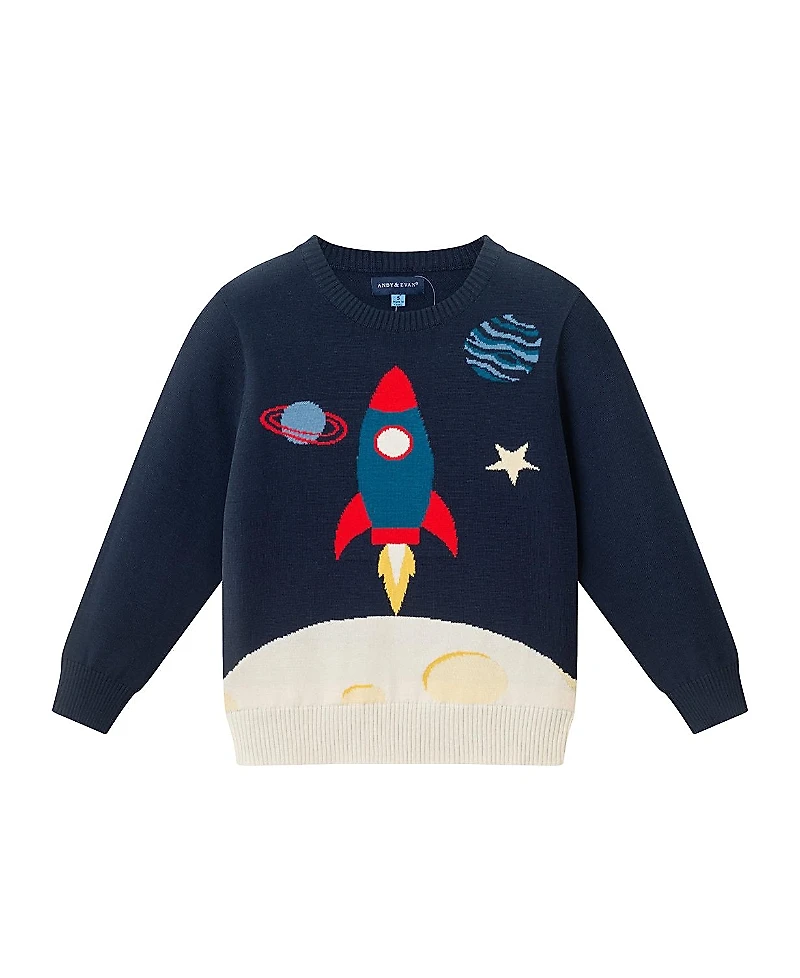 Andy & Evan Boys' Space Themed Pullover Sweater - Little Kid, Big Kid