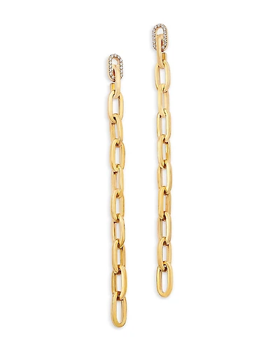 Roberto Coin 18K Yellow Gold Navarra Diamond Long Link Dangle Drop Earrings