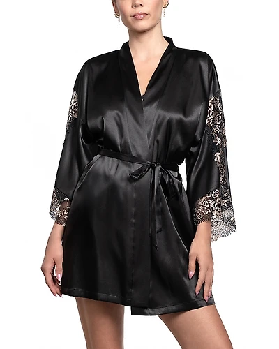 Bloom by Jonquil Lace Trim Satin Wrap Robe