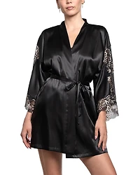 Bloom by Jonquil Lace Trim Satin Wrap Robe