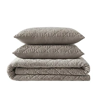 Vera Wang Solid Crushed Velvet 3 Piece Quilt Set