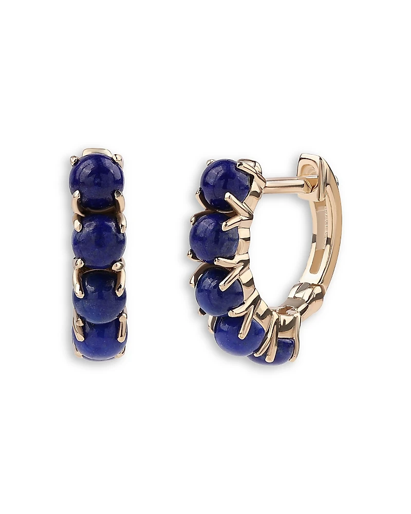 Moon & Meadow 14K Yellow Gold Lapis Hoop Earrings