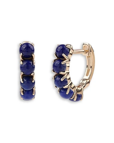 Moon & Meadow 14K Yellow Gold Lapis Hoop Earrings