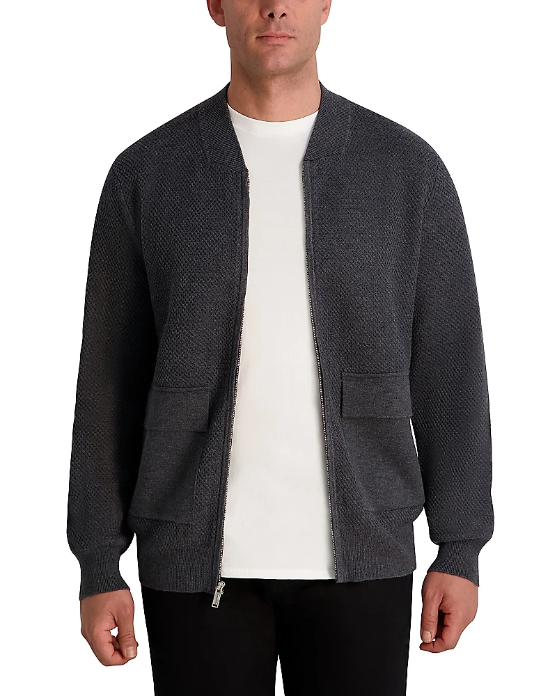 Karl Lagerfeld Paris Textured Bomber Jacket
