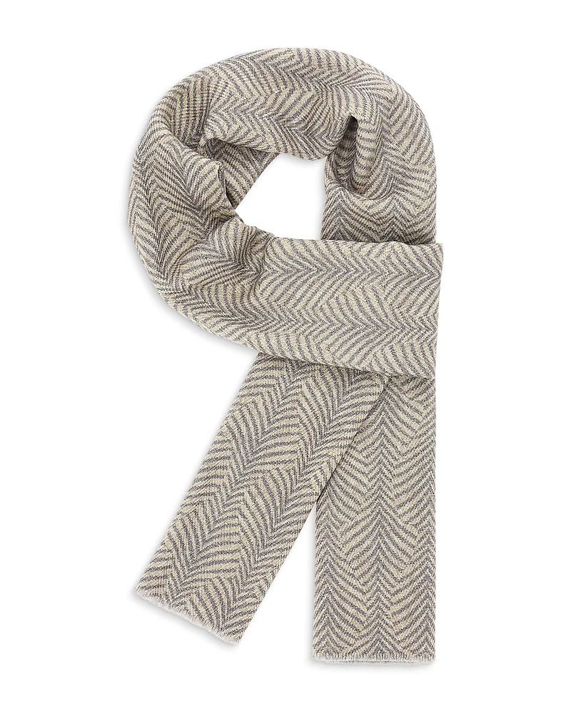 Boggi Milano Herringbone Wool Scarf