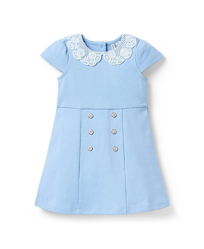 Janie and Jack Girls' Lace Collar Ponte Dress - Little Kid, Big Kid
