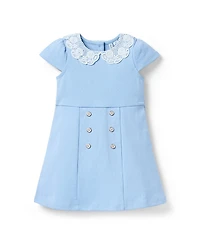 Janie and Jack Girls' Lace Collar Ponte Dress - Little Kid, Big Kid