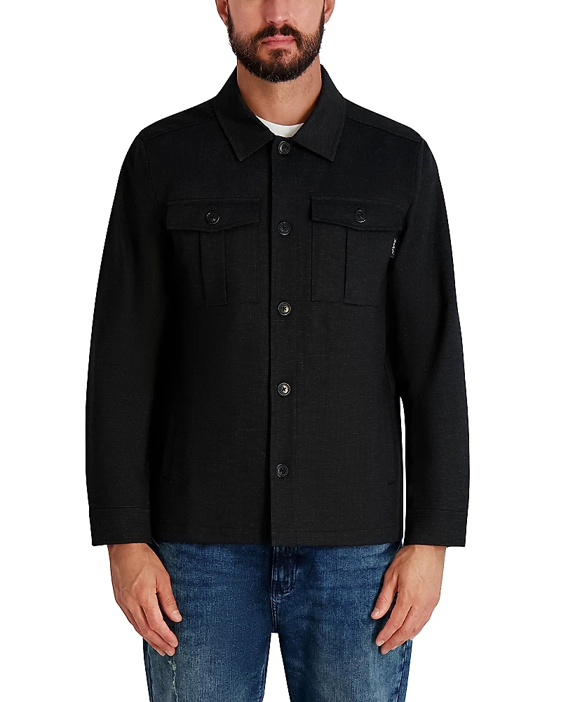 Karl Lagerfeld Paris Long Sleeve Heathered Shirt Jacket