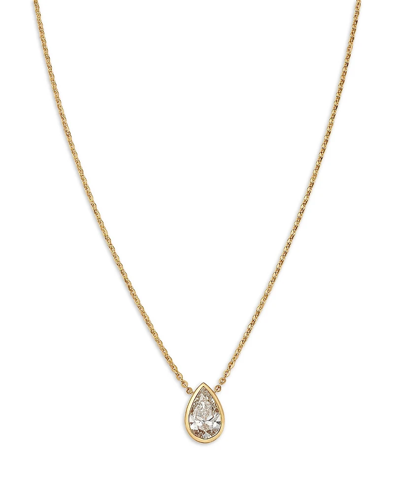 Bloomingdale's Fine Collection Luxe Collection Certified Lab Grown Diamond Pear Bezel Solitaire Pendant Necklace