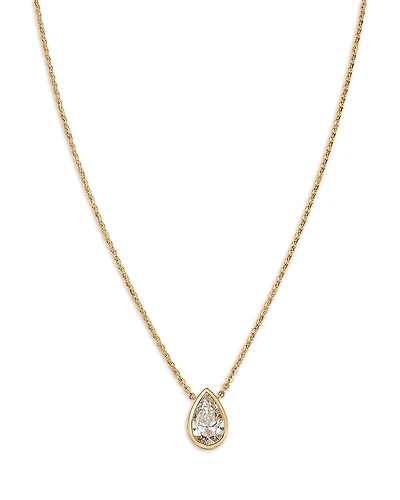 Bloomingdale's Fine Collection Luxe Collection Certified Lab Grown Diamond Pear Bezel Solitaire Pendant Necklace