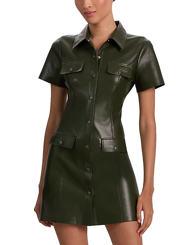 Alice and Olivia Jamie Faux Leather Collared Dress