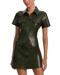 Alice and Olivia Jamie Faux Leather Collared Dress