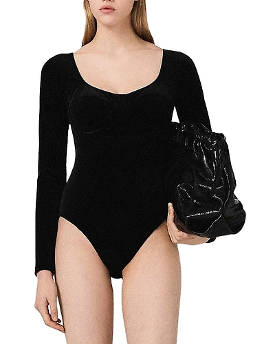 Maje Tivelvet Velvet Bodysuit
