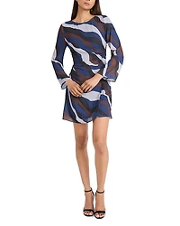 Donna Morgan Printed Long Sleeve Mini Dress