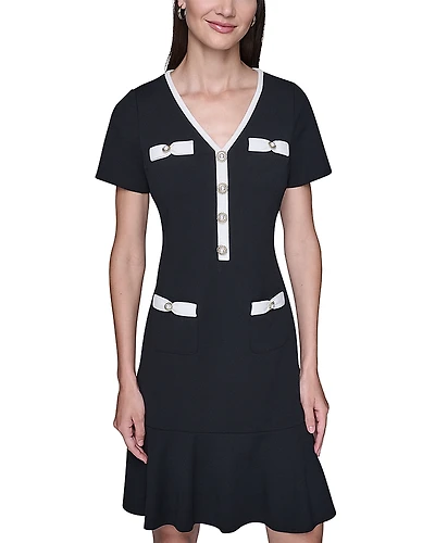 Karl Lagerfeld Paris Scuba Crepe A Line Dress